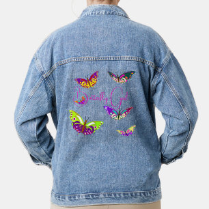 Chaqueta Vaquera Arte de Moda Femenina Mariposa Colorida, Moderno