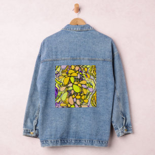 Chaqueta Vaquera Arte de patrón pintado a mano y digitalmente 23