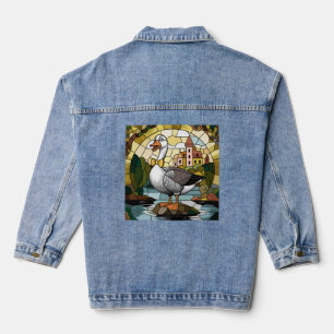 Chaqueta Vaquera Arte de vidrio teñido, Ganso tonto de vidrio teñid