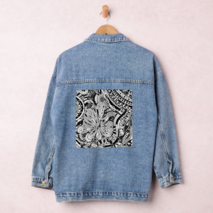 Chaqueta Vaquera Arte geométrico en blanco y negro 15