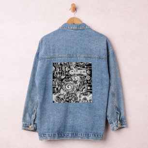 Chaqueta Vaquera Arte geométrico en blanco y negro 3