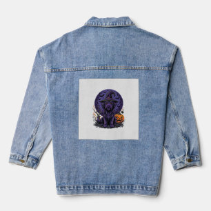 Chaqueta Vaquera Arte vectorial de perro bruja calabaza de Hallowee