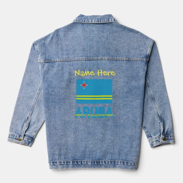 Chaqueta Vaquera Aruba y la bandera de Aruba Personalización Amaril (Reverso )