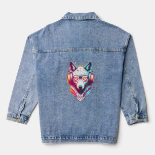 Chaqueta Vaquera Auriculares Neon Cyber Wolf Y2K