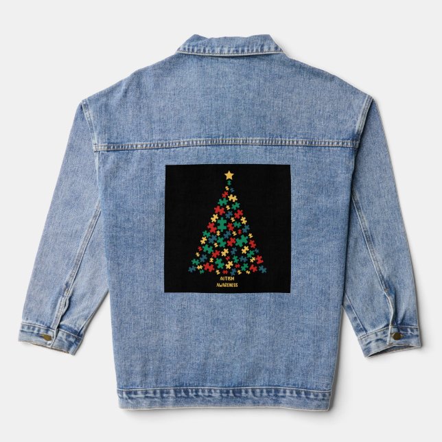 Chaqueta Vaquera Autismo navidad árbol navidad conciencia de autism (Reverso )