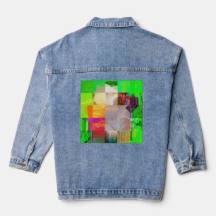 Chaqueta Vaquera Autobús 1521 Arte abstracto de fallas cibernéticas