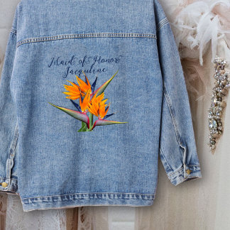 Chaqueta Vaquera Ave de la doncella de honor de las flores hawaiana