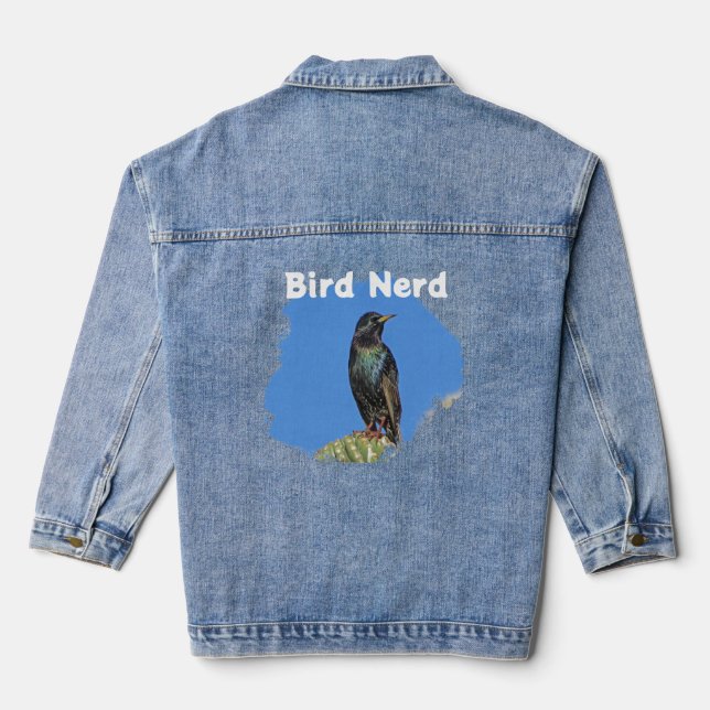 Chaqueta Vaquera Ave Nerd Starling Birding Hobby Birdwatcher (Reverso )