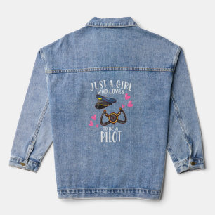 Chaqueta Vaquera Avión Sólo Un Chica Que Ama Ser Piloto