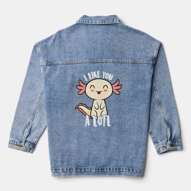 Chaqueta Vaquera Axolotl Para Los Niños Adolescentes Cute Me Gusta  (Reverso )