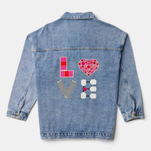 Chaqueta Vaquera Baloncesto Amor Corte de Corazón Bolas de remo Roj