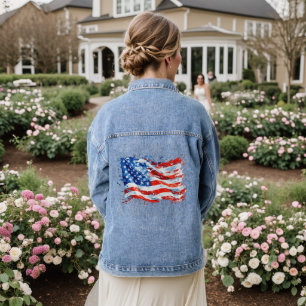 Chaqueta Vaquera Bandera Americana USA Acuarela 4 de Julio