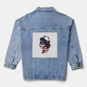 Chaqueta Vaquera Bandera Americana Vintage Perfil de Enfermera Dise