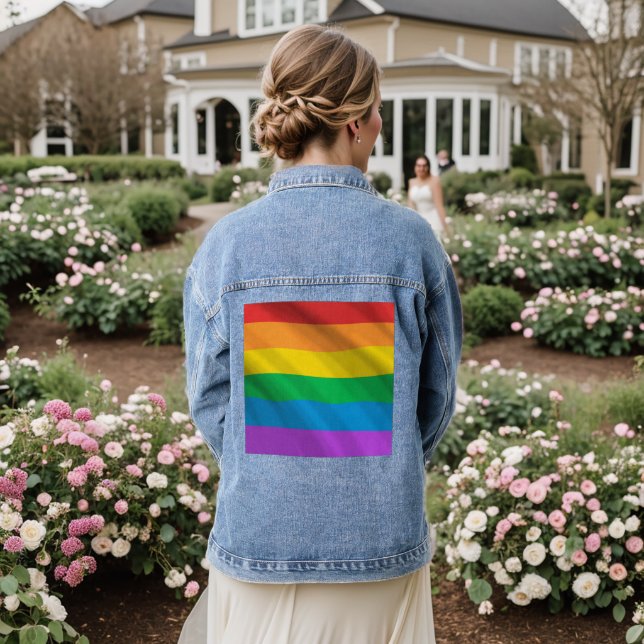 Chaqueta Vaquera Bandera arcoiris del orgullo Denim Jacket - LGBTQ+ (Reverso Boda)