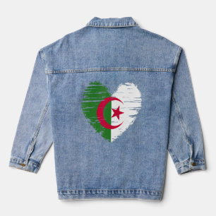 Chaqueta Vaquera Bandera argelina del corazón de Argelia Orgullo ar