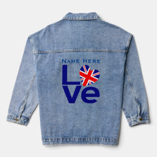 Chaqueta Vaquera Bandera azul británica de amor personalizada