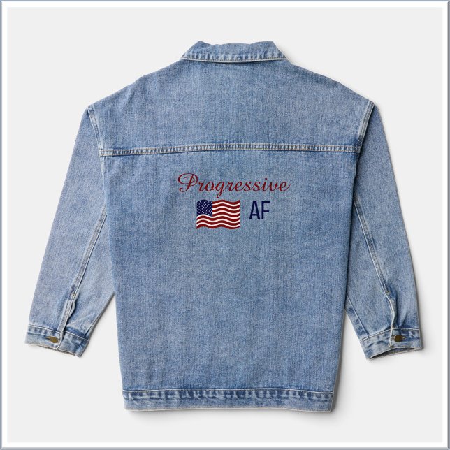 Chaqueta Vaquera Bandera Cuta Progresista AF Camisa Política (Bookmark my store! https://www.zazzle.com/store/keepdemocracyalive)