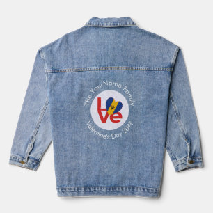 Chaqueta Vaquera Bandera de AMOR rojo barbadense personalizada