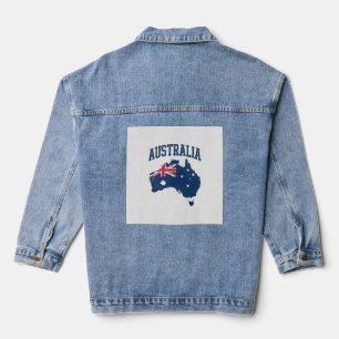 Chaqueta Vaquera Bandera de Australia Mapa Gráfico Antiguo Deterior