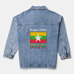 Chaqueta Vaquera Bandera de Birmania y Myanmar Blanca Personalizaci