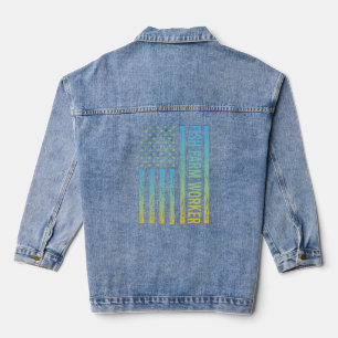 Chaqueta Vaquera Bandera de Estados Unidos amarilla azul - Trabajad