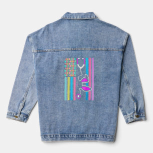 Chaqueta Vaquera Bandera de huevos norteamericanos Stethoscope Médi