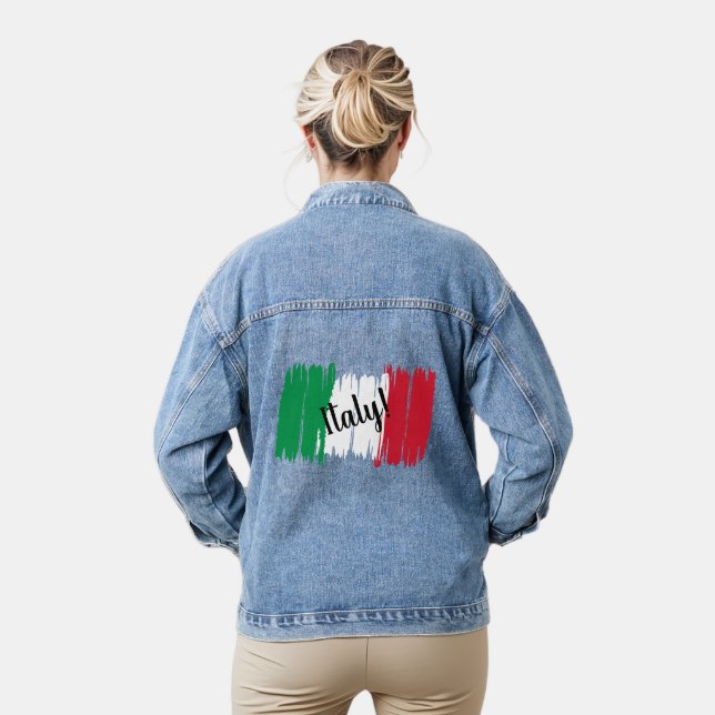 Chaqueta Vaquera Bandera de pincel artístico de Italia (Modelo)