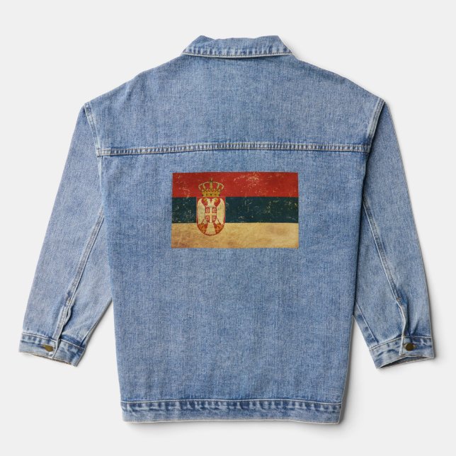 Chaqueta Vaquera Bandera de Serbia Mujer (Reverso )