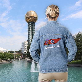 Chaqueta Vaquera Bandera de Tennessee y Flor Iris Púrpura Texto Per
