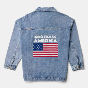 Chaqueta Vaquera Bandera estadounidense Dios bendiga a Estados Unid