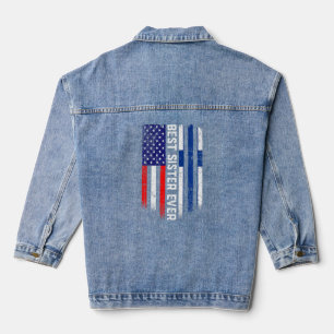 Chaqueta Vaquera Bandera estadounidense y bandera finlandesa mejor