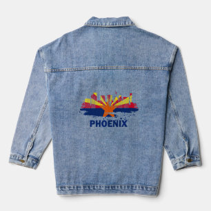 Chaqueta Vaquera Bandera Estatal de Arizona Phoenix Cityscape Phoen