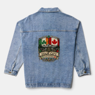 Chaqueta Vaquera Bandera irlandesa canadiense personalizada Ciudad
