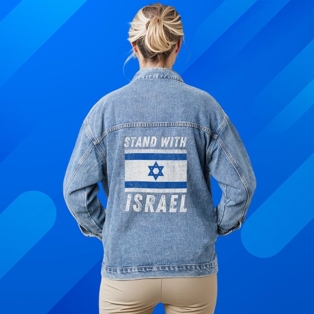 Chaqueta Vaquera Bandera israelí azul y blanca, apoya a Israel (Subido por el creador)
