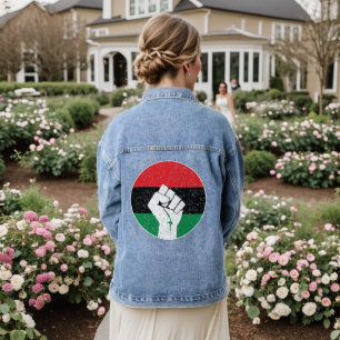 Chaqueta Vaquera Bandera panafricana Puño, historia negra afroameri