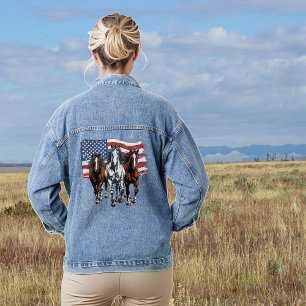 Chaqueta Vaquera Bandera Patriótica Americana cargando caballos