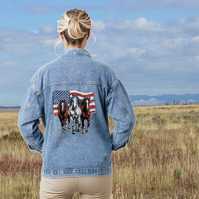 Chaqueta Vaquera Bandera Patriótica Americana cargando caballos (Subido por el creador)