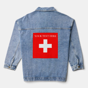 Chaqueta Vaquera Bandera Suiza Personalizada Schweiz Europa Suiza