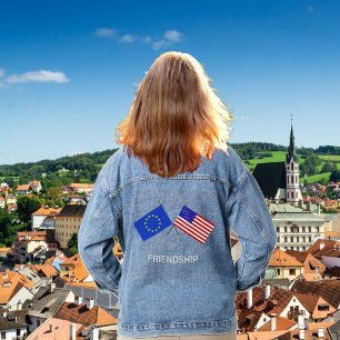 Chaqueta Vaquera Banderas personalizadas de Europa y Estados Unidos
