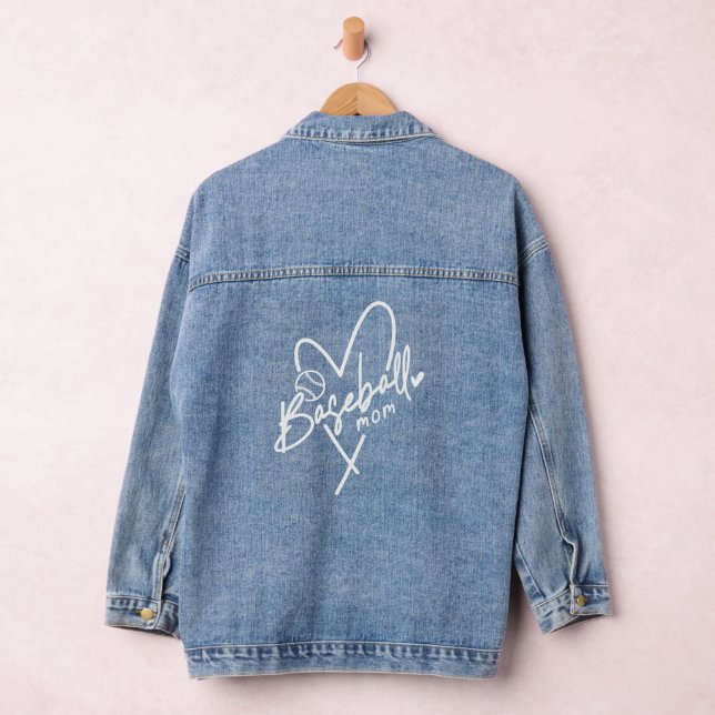 Chaqueta Vaquera Béisbol: Madre del corazón Personalizado (Hangar)