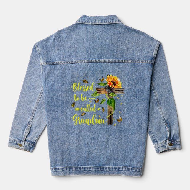 Chaqueta Vaquera Bendita De Ser Llamada Abuela Cruz De Girasol Moth (Reverso )