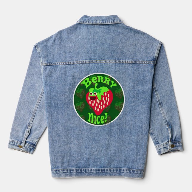 Chaqueta Vaquera Berry Nice Cute Strawberry Personalizado Fun Art (Reverso )