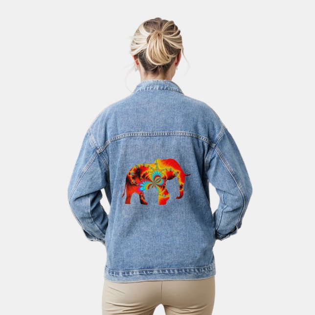 Chaqueta Vaquera Bienestar animal - Fractal de silueta elefante 1 (Modelo)