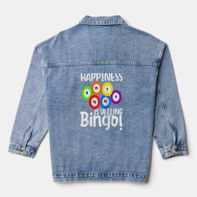 Chaqueta Vaquera Bingo Happiness is Yelling Bingo Raglan Baseball (Reverso )