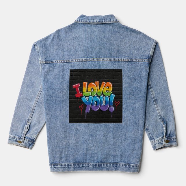 Chaqueta Vaquera Black Brick Wall with Graffiti “I Love You!” (Reverso )