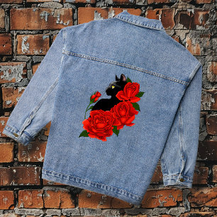 Chaqueta Vaquera Black Cat Roses Red Roses Purple