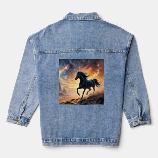 Chaqueta Vaquera Black Stallion in Desert Nebula stars lightning