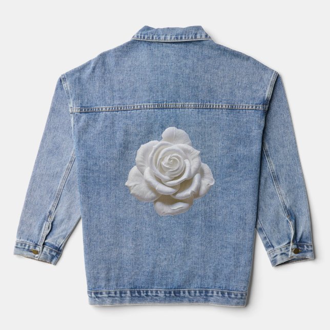 Chaqueta Vaquera Blanco Sobre Blanco - Rosa Esculpida (Reverso )