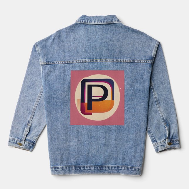 Chaqueta Vaquera Blocky Monospaced Letter P – Flat Vector Lettermar (Reverso )