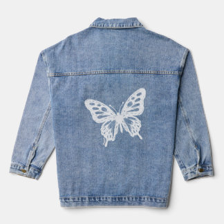 Chaqueta Vaquera Blue Butterfly Minimal Nature Art by Papil